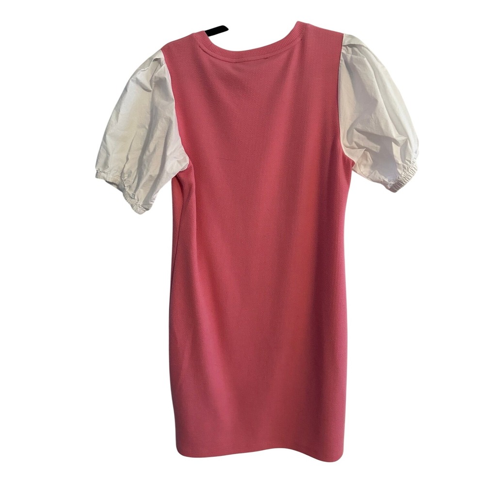Tommy Hilfiger Pink Knit Dress White Puff Sleeve Short Sleeve‎ Casual